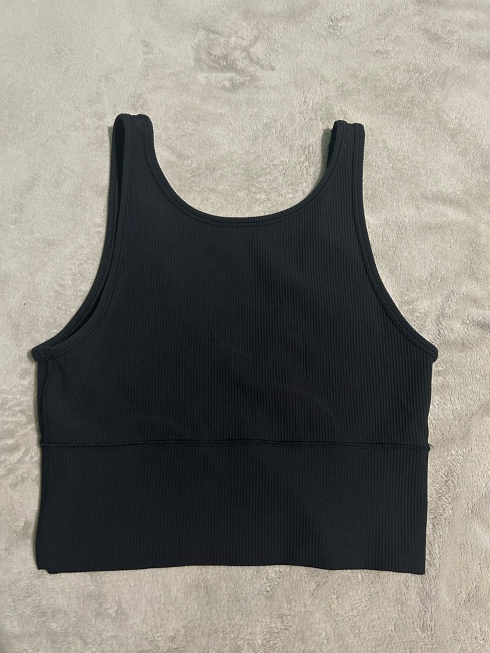 Ribbed Black Cropped Tank Top
